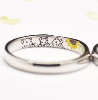 フォルムポッシュ ペットのデザインの結婚指輪 作品集_チンチラの似顔絵＿ｗ1644