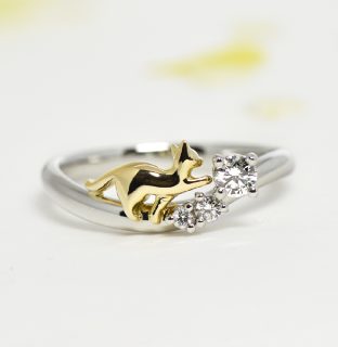 フォルムポッシュオーダーメイド結婚指輪作品＿01_幸せ招き猫の婚約指輪