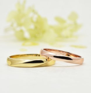 フォルムポッシュオーダーメイド結婚指輪作品＿03_ゴールドとピンクゴールドの結婚指輪