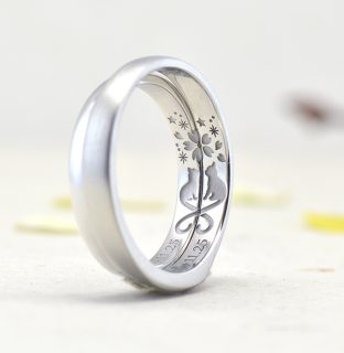 フォルムポッシュオーダーメイド結婚指輪作品＿12 猫と桜の結婚指輪