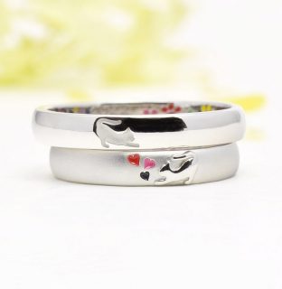 フォルムポッシュオーダーメイド結婚指輪作品＿09猫とハートの結婚指輪