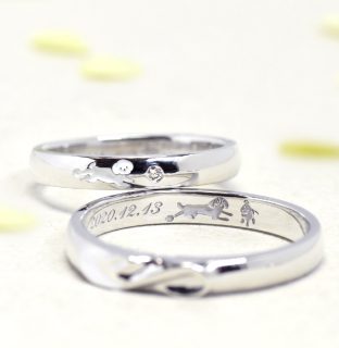 フォルムポッシュ ペットのデザインの結婚指輪 作品集_3匹の愛犬_w1388