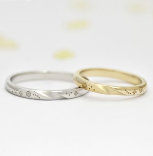 フォルムポッシュオーダーメイド結婚指輪作品＿01_可愛い柄付き細身の結婚指輪