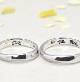 フォルムポッシュ ペットのデザインの結婚指輪 作品集_飼っているうさぎとリクガメ＿ｗ1454