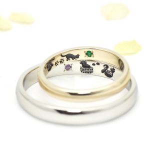 フォルムポッシュオーダーメイド結婚指輪作品＿07猫とカピバラの結婚指輪