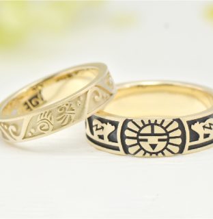 お家でオーダーメイドの結婚指輪作品＿03_ゴールド製 インディアンジュエリー結婚指輪
